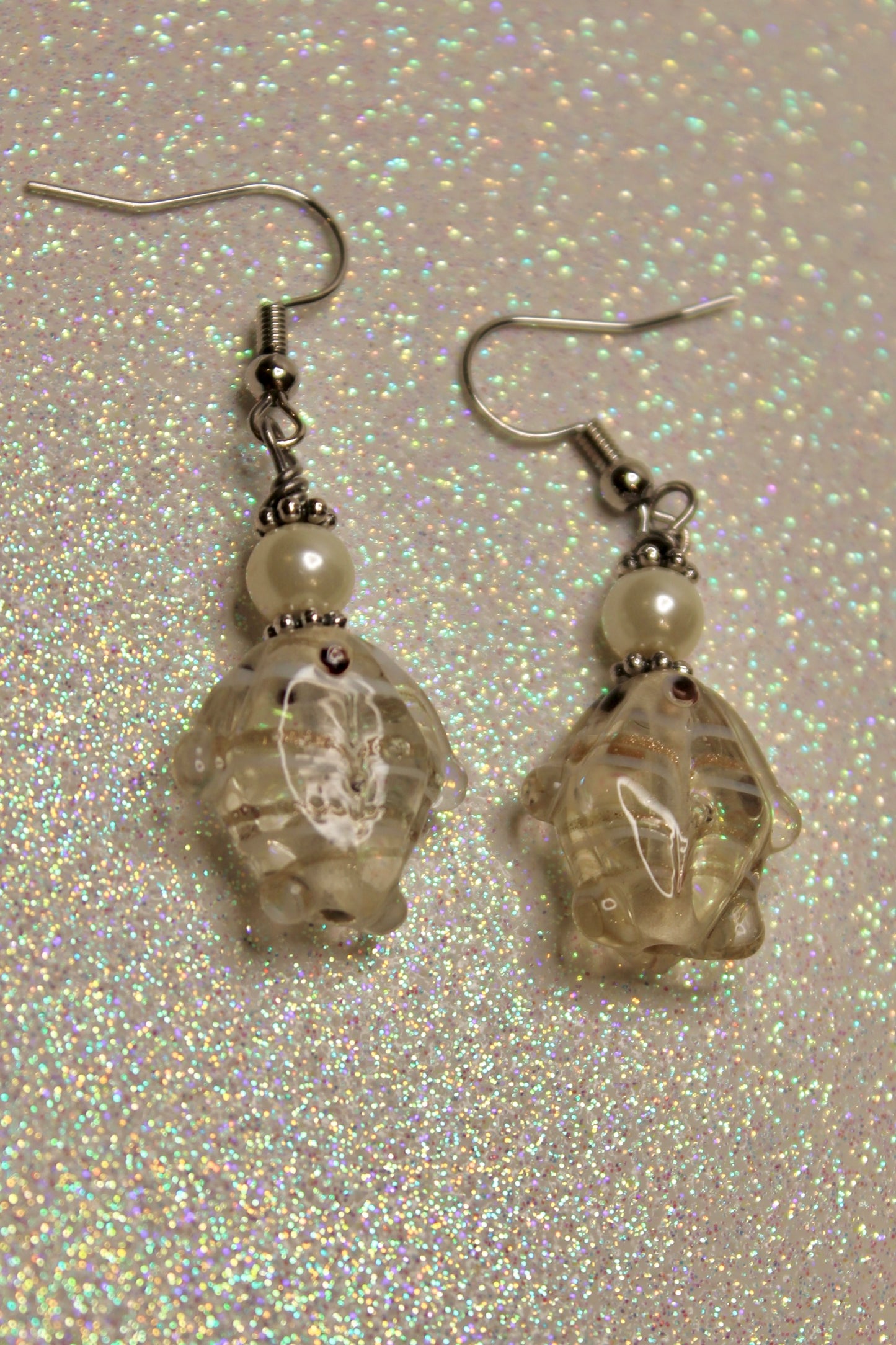 Champagne fish earrings