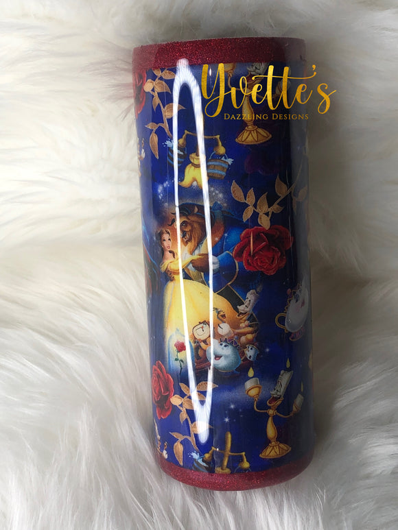 PREORDER Tale As Old As Time Fabric And Glitter Tumbler