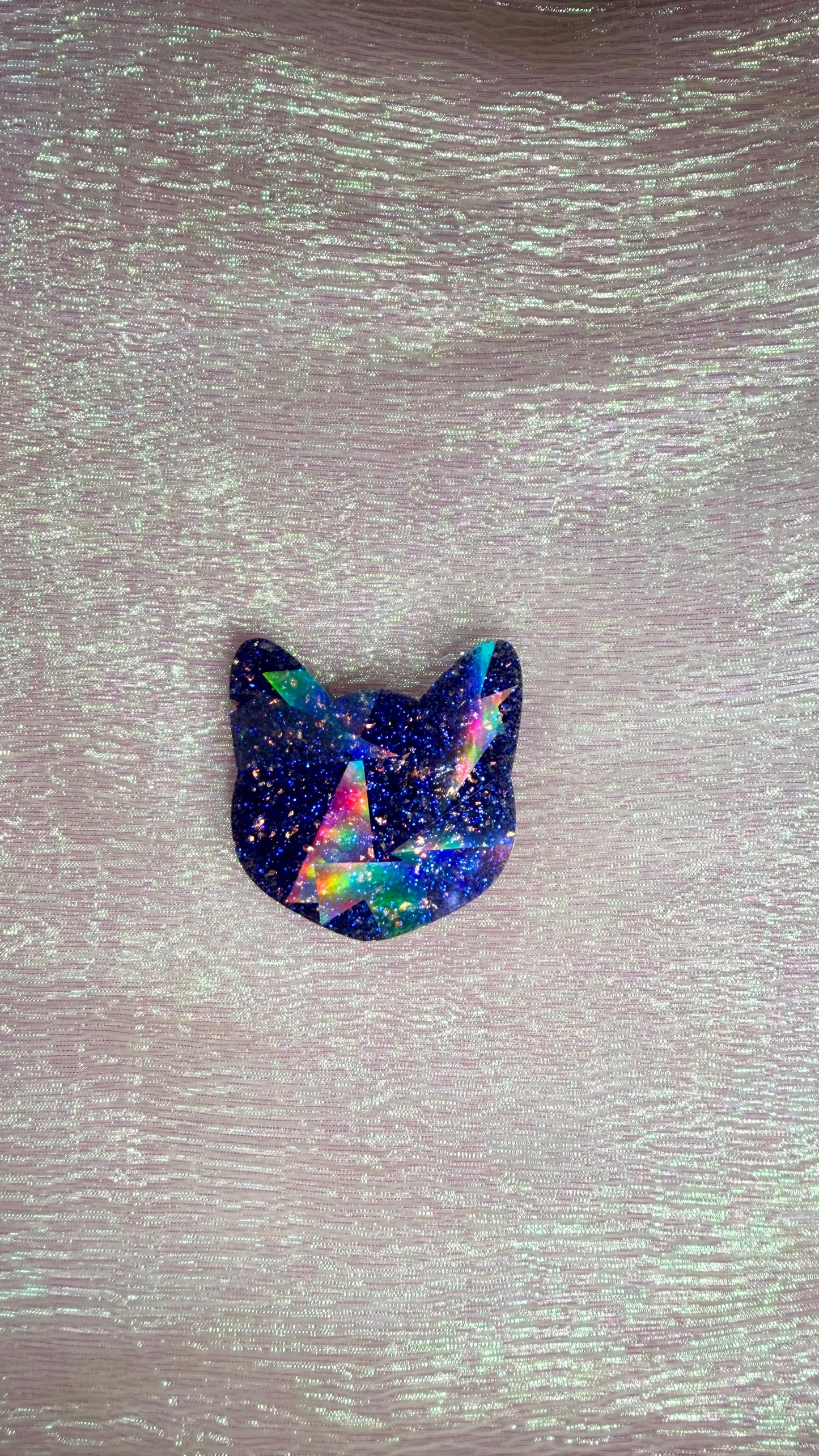 Holographic cat phone grip