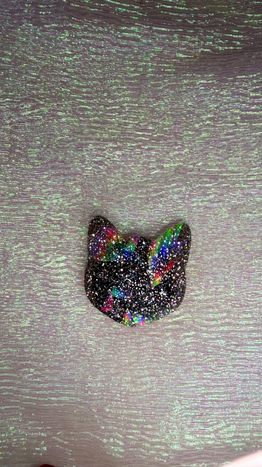 Holographic cat phone grip