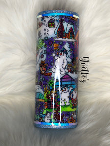 Frosty The Snowman Fabric and Glitter Tumbler