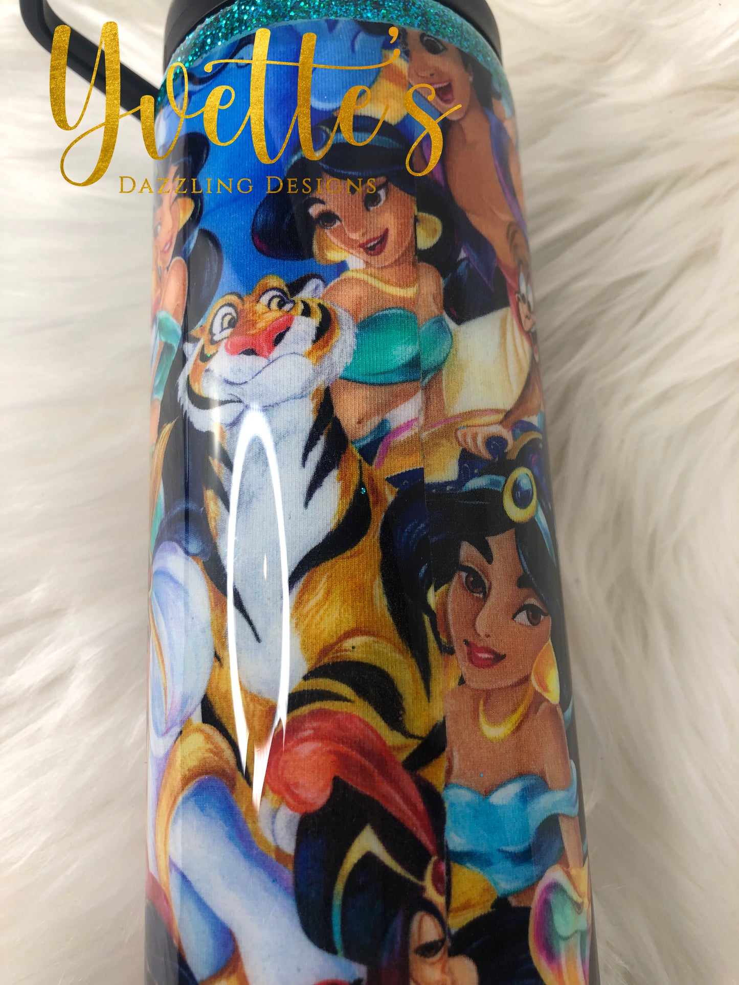 A Whole New World Fabric and Glitter Duo Tumbler