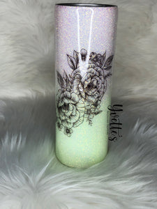 UV Changing Color Floral Glitter Tumbler. ONLY One Available!