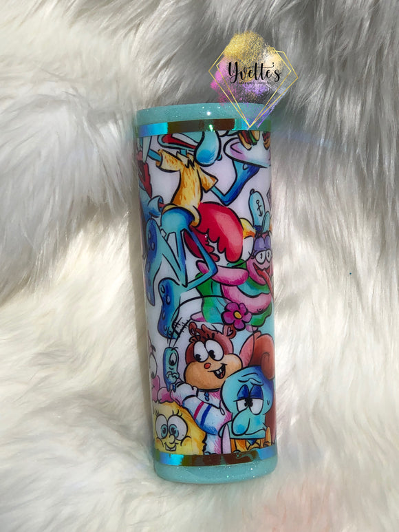 Sponge Bob Fabric and Glitter Tumbler