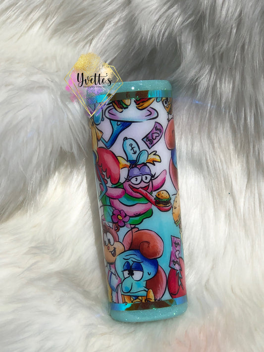 Sponge Bob Fabric and Glitter Tumbler